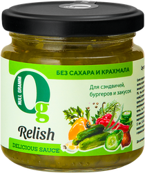 Изображение товара Соус НОЛЬ ГРАММ Релиш с огурцами и горчицей, без сахара и крахмала, 190г