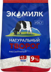 Изображение товара Творог ЭКОМИЛК натуральный 9% 280 г