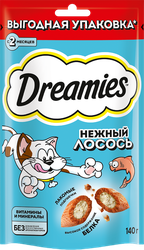 Изображение товара Лакомство для кошек DREAMIES с лососем, 140г