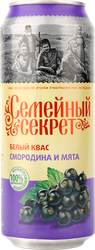 Изображение товара Квас СЕМЕЙНЫЙ СЕКРЕТ Смородина-мята белый нефильтрованный неосветленный, 0.45л