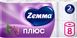 Изображение товара Бумага туалетная ZEMMA Плюс Сирень 2 слоя, 8шт
