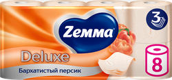Изображение товара Бумага туалетная ZEMMA Deluxe Бархатистый персик 3 слоя, 8шт