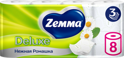 Изображение товара Бумага туалетная ZEMMA Deluxe Нежная Ромашка 3 слоя, 8шт
