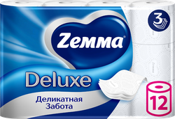 Изображение товара Бумага туалетная ZEMMA Deluxe Три слоя мягкости и прочности, 12 шт