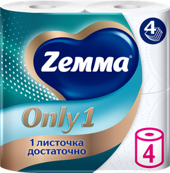 Изображение товара Бумага туалетная ZEMMA Only1 без аромата 4 слоя, 4шт