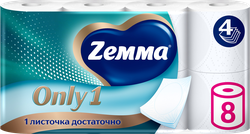 Изображение товара Бумага туалетная ZEMMA Only1 без аромата 4 слоя, 8шт