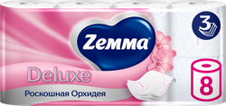 Изображение товара Бумага туалетная ZEMMA Deluxe Роскошная орхидея 3 слоя, 8 шт