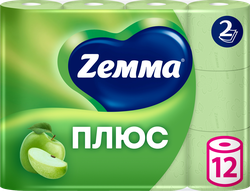 Изображение товара Бумага туалетная ZEMMA Плюс Яблоко 2 слоя, 12шт
