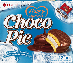 Печенье LOTTE Choco Pie бисквитное в шоколадной глазури, 12х28г