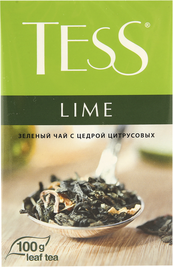 Чай зеленый TESS Lime с цедрой цитрусовых и ароматом лайма листовой, 100г