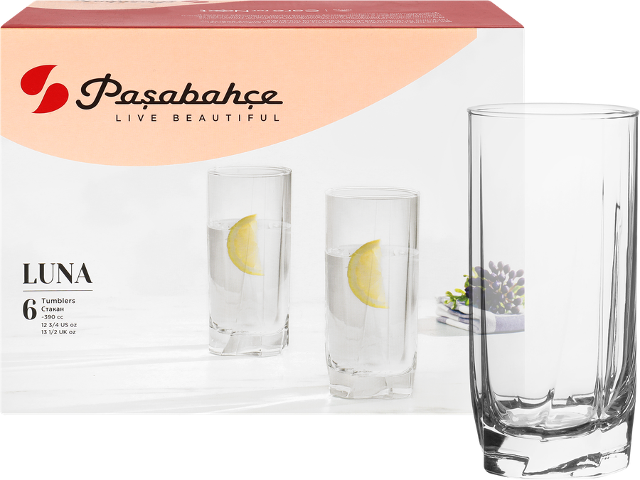 Набор стаканов PASABAHCE Luna высокие 375мл Арт. 42358, 6шт