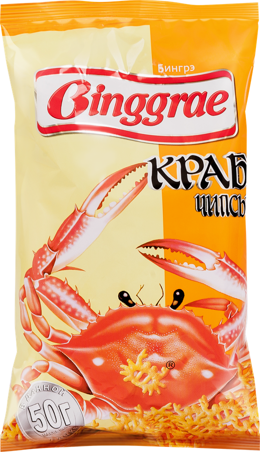Чипсы хрустящие БИНГРЭ Краб, 50г