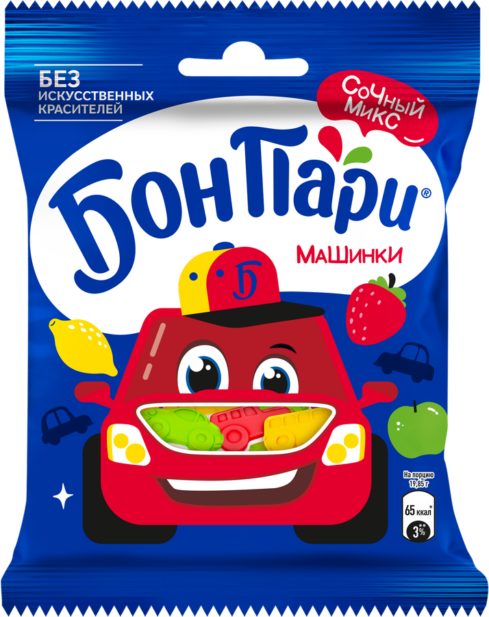 Мармелад жевательный БОН ПАРИ Машинки, 75г
