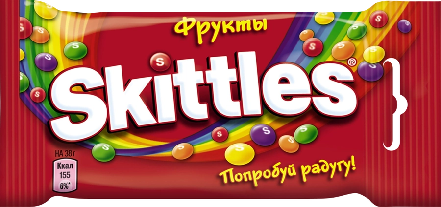 Драже SKITTLES Фрукты в сахарной глазури со вкусом апельсина, черной смородины, клубники, лайма, лимона, 38г