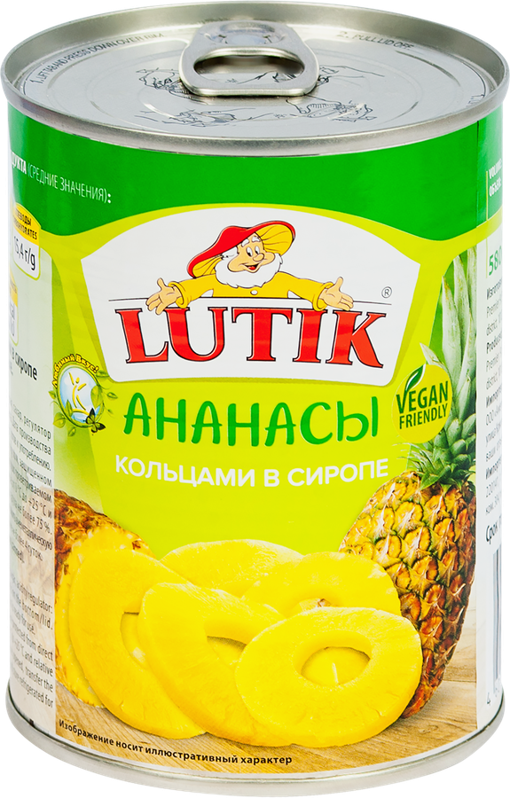 Ананасы LUTIK кольца в сиропе, 560г