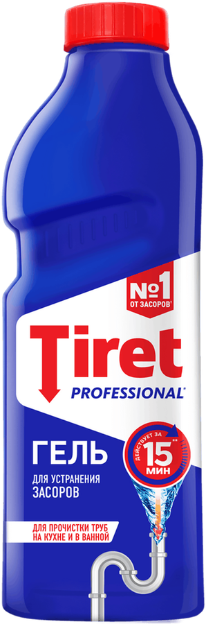 Гель для удаления засоров в канализационных трубах TIRET Professional, 1л
