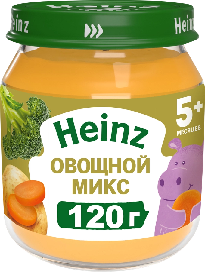 Пюре овощное HEINZ Natural Овощной микс, с 5 месяцев, 120г