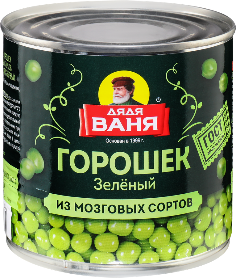 Горошек зеленый ДЯДЯ ВАНЯ консервированный, 400г