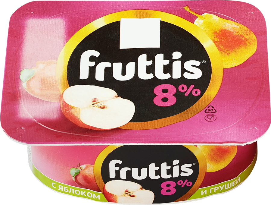 Продукт йогуртный FRUTTIS Суперэкстра Клубника/Яблоко, груша 8%, без змж, 115г