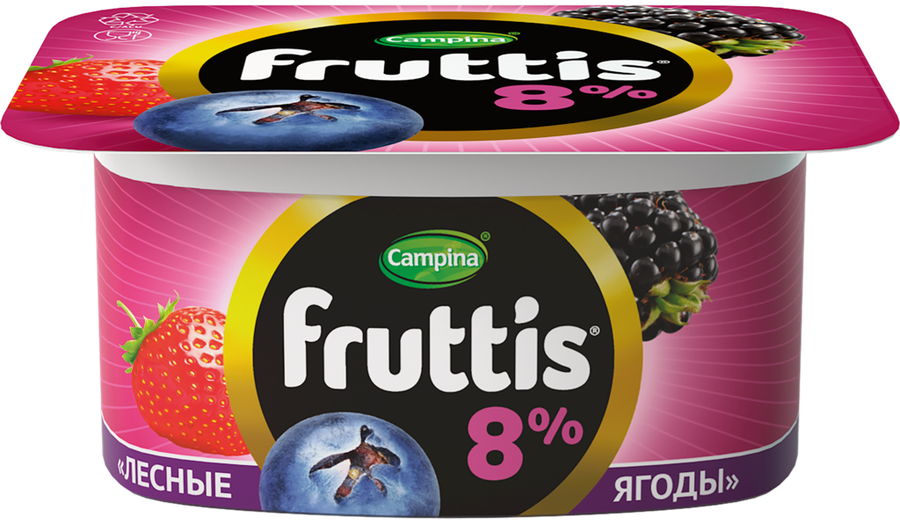Продукт йогуртный FRUTTIS Суперэкстра Абрикос, манго/Лесные ягоды 8%, без змж, 115г