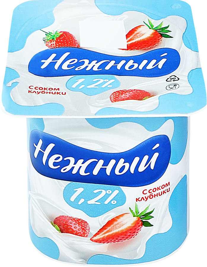 Продукт йогуртный CAMPINA Нежный с соком клубники 1,2%, без змж, 100г