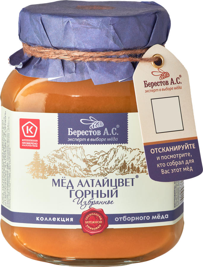 Мед горный БЕРЕСТОВ А.С. натуральный, 500г