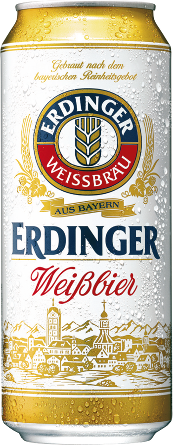 Пиво светлое ERDINGER пшеничное нефильтрованное непастеризованное 
неосветленное 5,3%, 0.5л