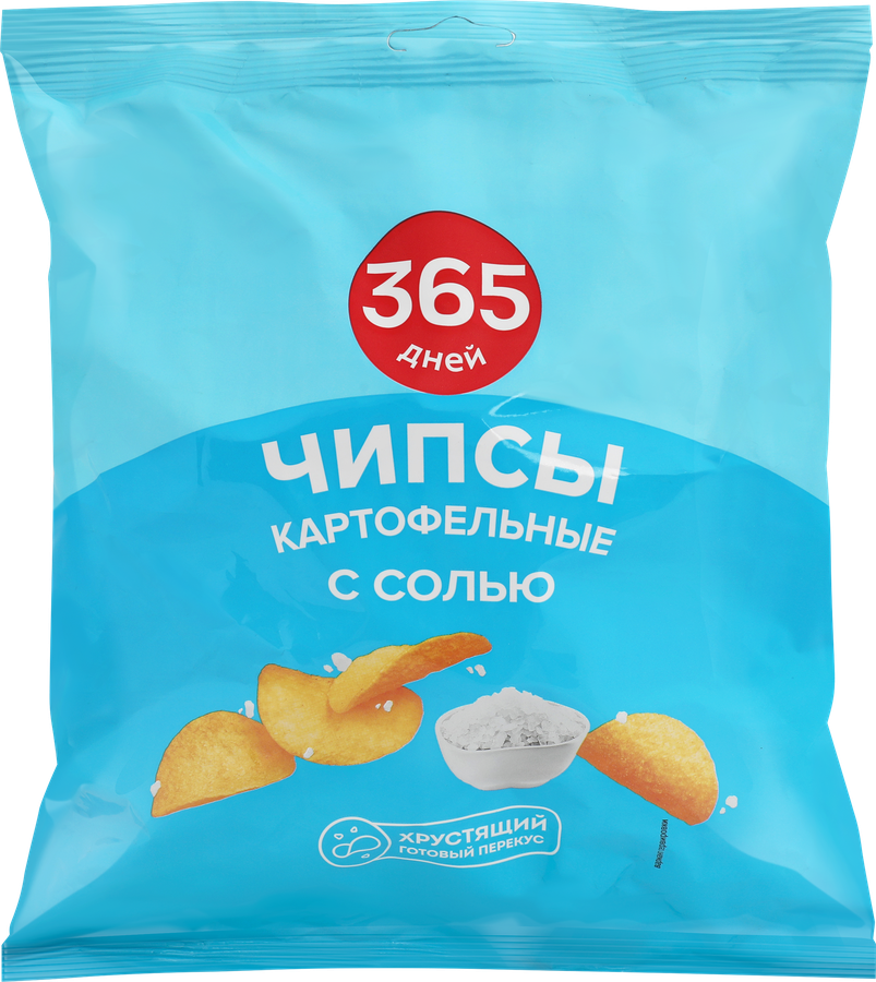Чипсы картофельные 365 ДНЕЙ Картофель хрустящий с солью, 90г