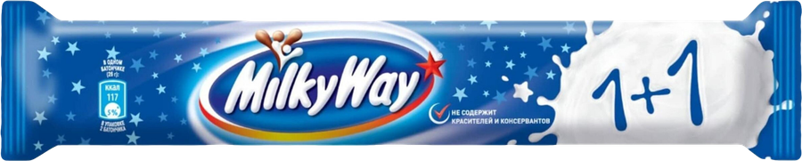 Батончик шоколадный MILKY WAY 1+1 с суфле, 52г