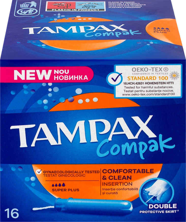 Тампоны TAMPAX Compak Super Plus, с аппликатором, 16шт