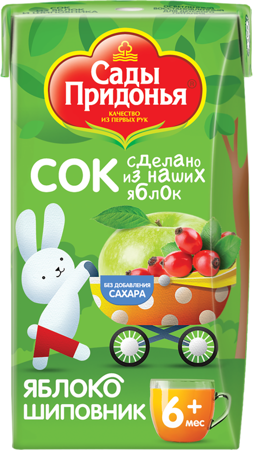 Сок САДЫ ПРИДОНЬЯ Яблоко, шиповник, с 6 месяцев, 125мл