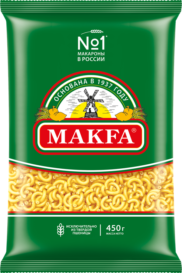 Макароны MAKFA Рожки гладкие высший сорт, 450г