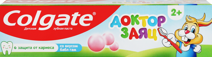 Зубная паста детская COLGATE Доктор Заяц со вкусом жвачки, защита от кариеса с фторидом, с 2 лет, 50мл