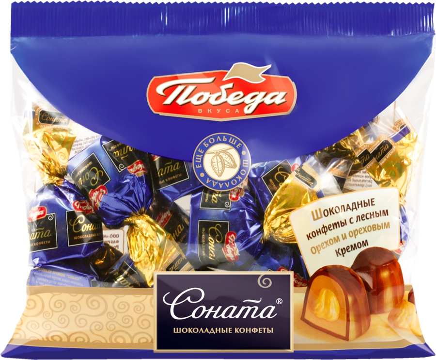 Конфеты ПОБЕДА ВКУСА Соната с лесным орехом и ореховым кремом, 200г