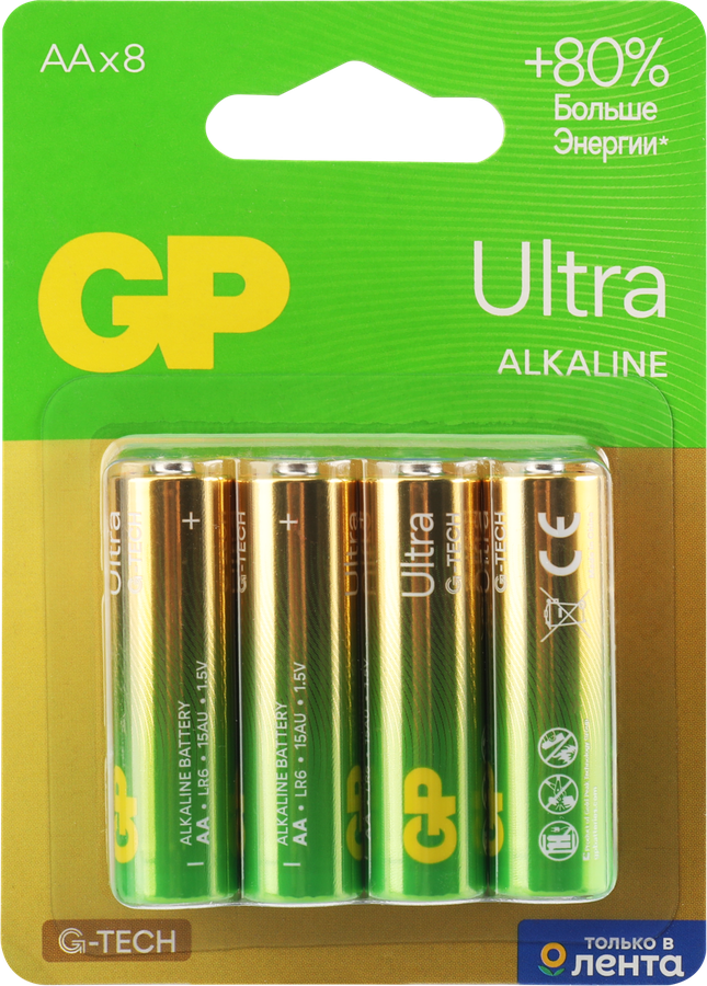 Элемент питания GP Ultra 15AU/LNT-2CR8 96/768 AA, 8шт