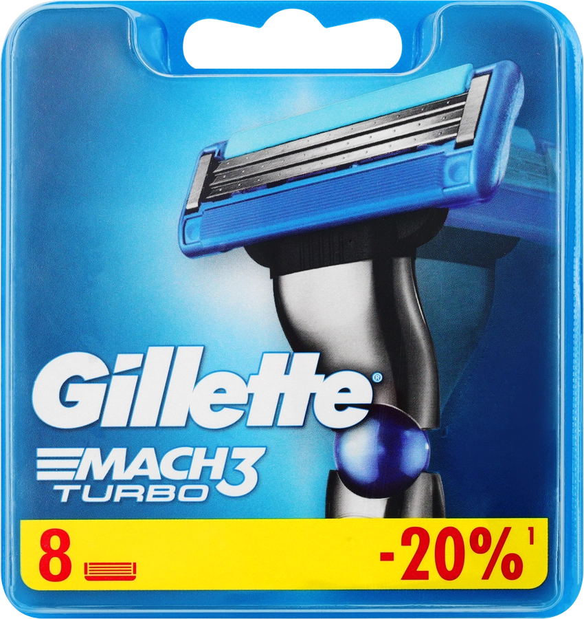 Кассеты сменные для бритья GILLETTE Mach3 Turbo, 8шт