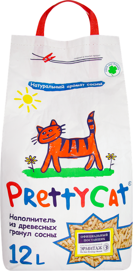 Наполнитель древесный для туалета домашних животных PRETTYCAT, 12л