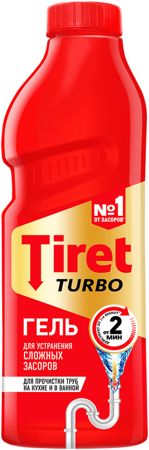 Гель для удаления засоров в канализационных трубах TIRET Turbo, 1л