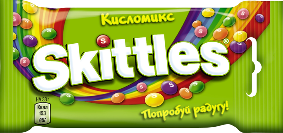 Драже SKITTLES Кисломикс в сахарной глазури со вкусом малины, ананаса, мандарина, вишни, яблока, 38г