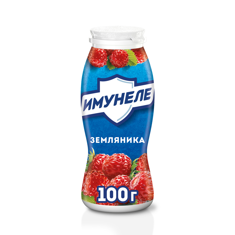 Напиток кисломолочный ИМУНЕЛЕ Земляника 1,2%, без змж, 100г