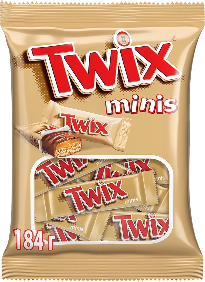 Конфеты TWIX Minis с печеньем и карамелью, покрытые молочным шоколадом, 184г