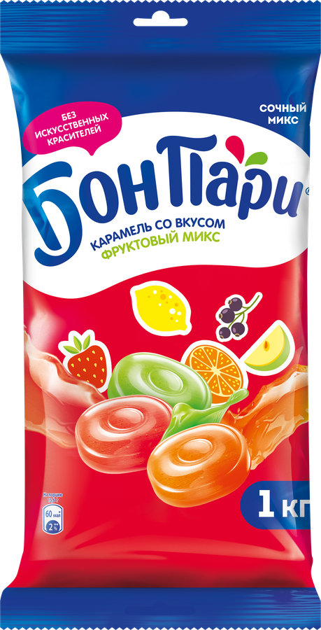 Карамель леденцовая БОН ПАРИ Фруктовый микс, 1кг