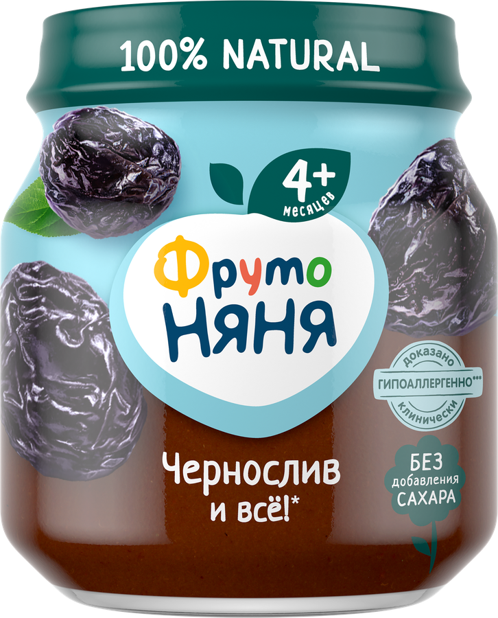 Пюре фруктовое ФРУТОНЯНЯ Чернослив, с 4 месяцев, 100г