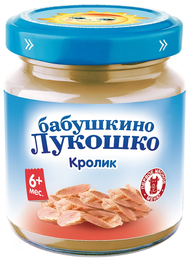 Пюре мясное БАБУШКИНО ЛУКОШКО Кролик, с 6 месяцев, 100г