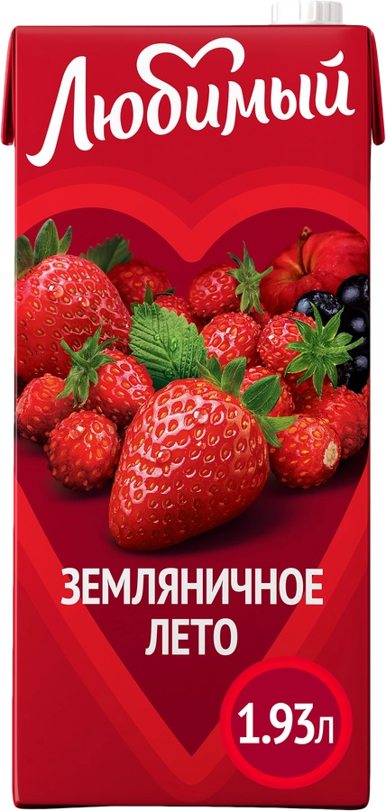 Напиток сокосодержащий ЛЮБИМЫЙ Яблоко, черноплодная рябина, клубника, земляника, 1.93л