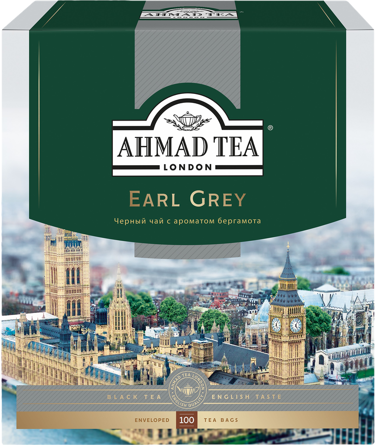 Чай черный AHMAD TEA Tea Earl Grey с бергамотом байховый, 100пак