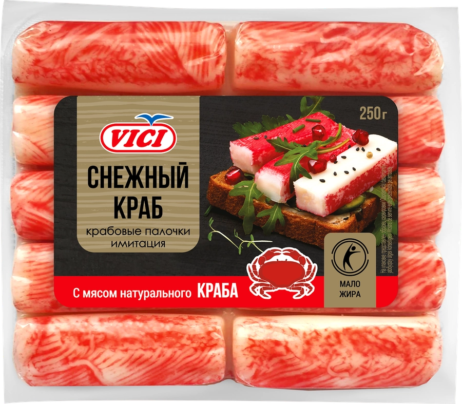 Крабовые палочки VICI с мясом натурального краба (имитация), 250г