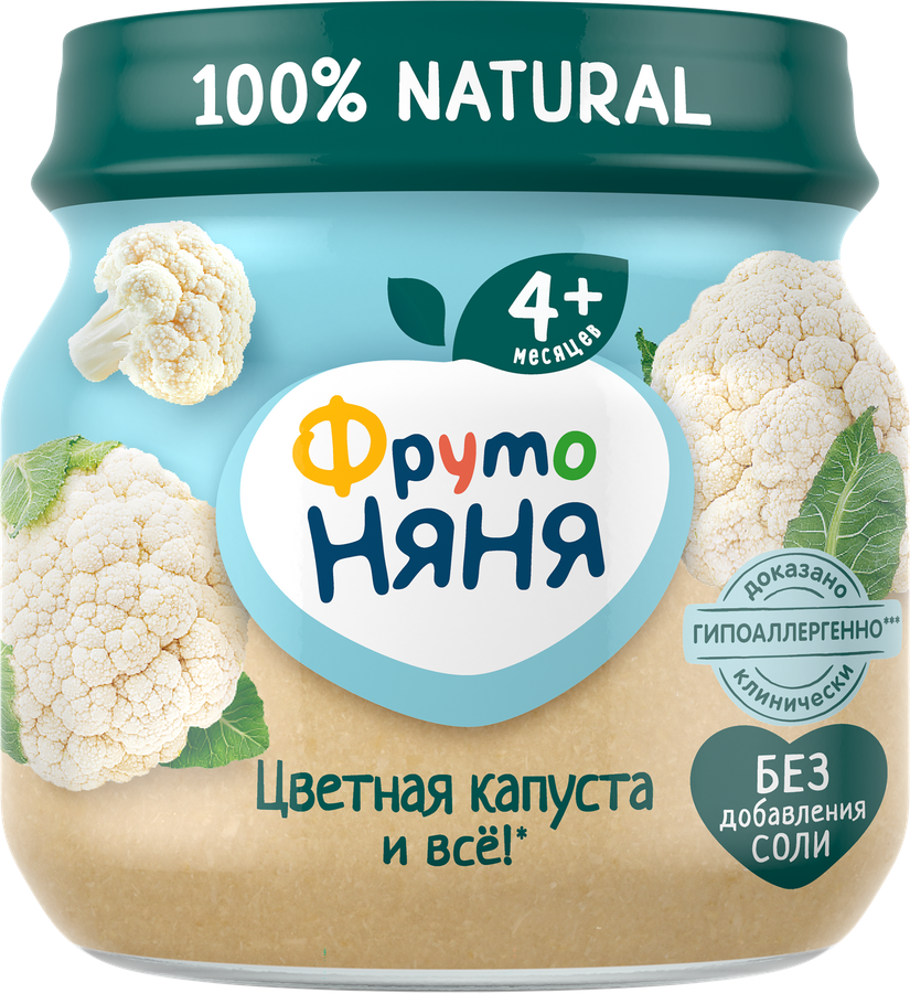 Пюре овощное ФРУТОНЯНЯ Цветная капуста, с 4 месяцев, 80г