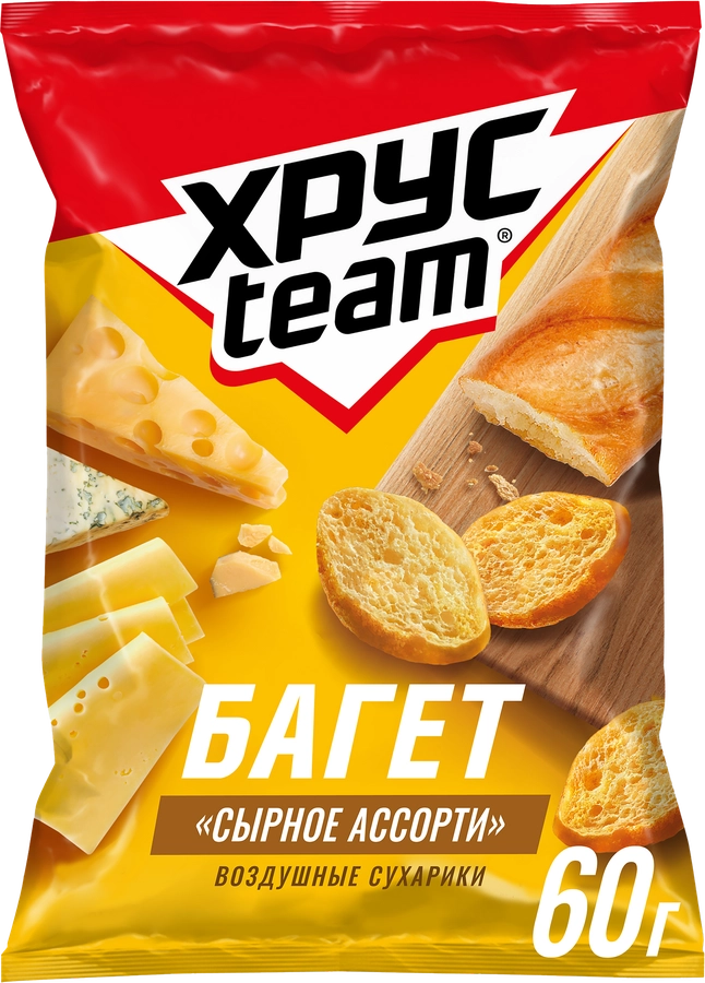 Сухарики ХРУСTEAM багет Сырное ассорти, 60г