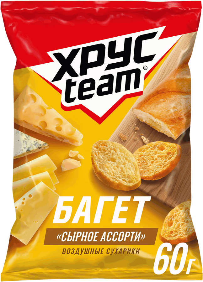 Сухарики ХРУСTEAM багет Сырное ассорти, 60г